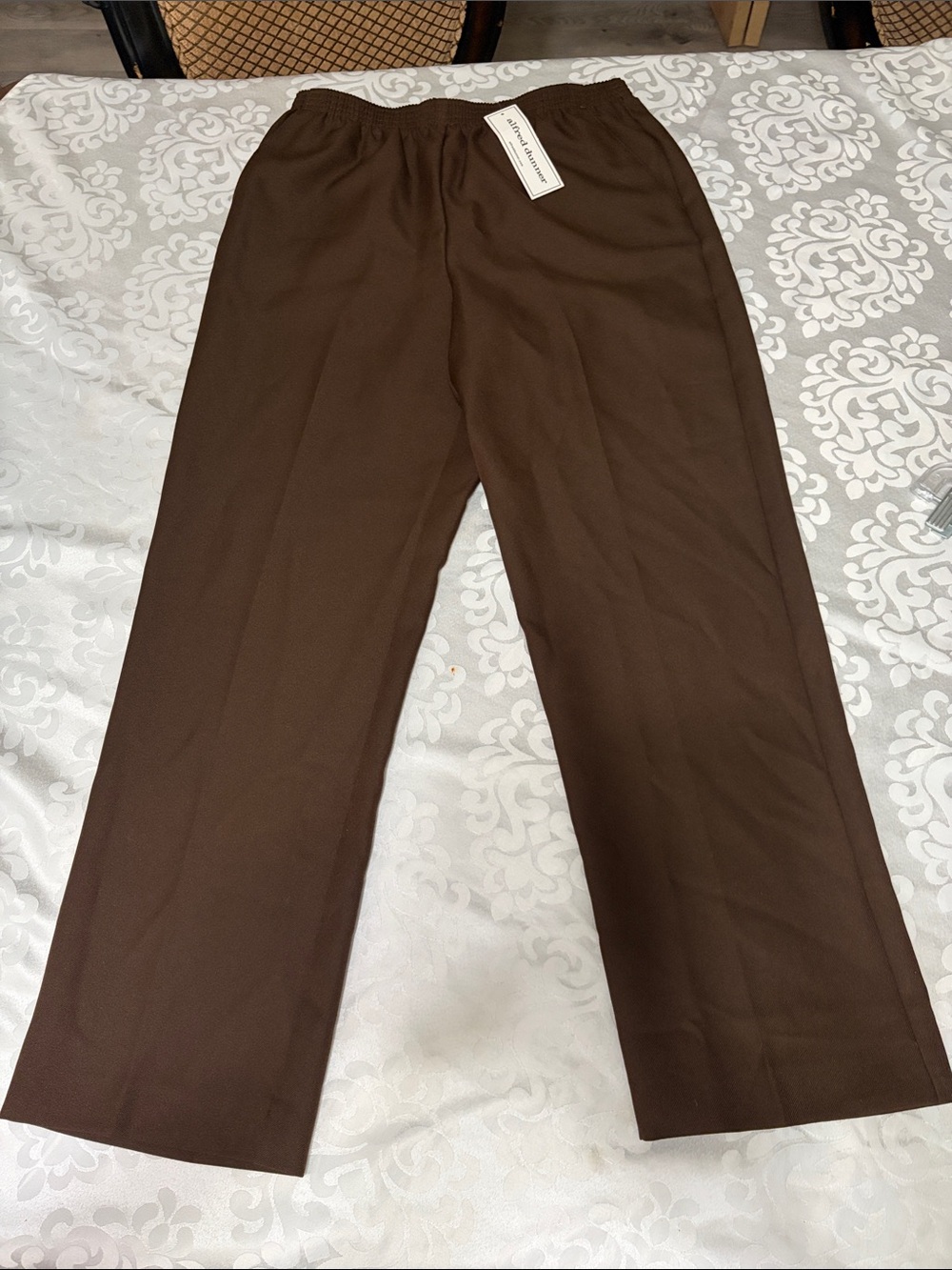 Alfred Dunner Dark Brown Straight-Leg Pull-On Pants